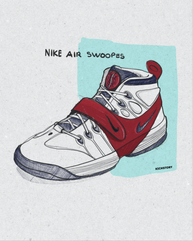 The Air Swoopes, her first shoe and also the first Nike women's basketball shoe, in which she played exhibition games and tournaments as she prepared for the 1996 Olympics.