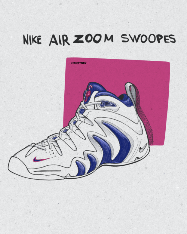 One of her favorites and probably one of the most famous of her sneakers, the Air Swoopes Zoom. Swoopes won in 1997 the first of four consecutive WNBA titles wearing these. Sheryl said that she liked the sneakers not only for the simplicity but also for the aggressiveness of the model, as it was a sneaker that could easily be used by men and women. In addition to having Zoom as cushioning, the shoe was made for a responsive playing style, and the 